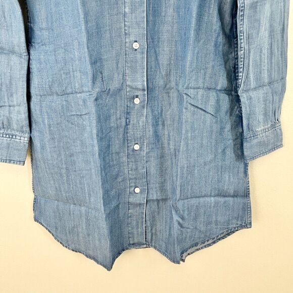 Untuckit Dress Womens 0 Long Sleeve Denim Button Up Shirtdress Pockets Stretch - Picture 5 of 14